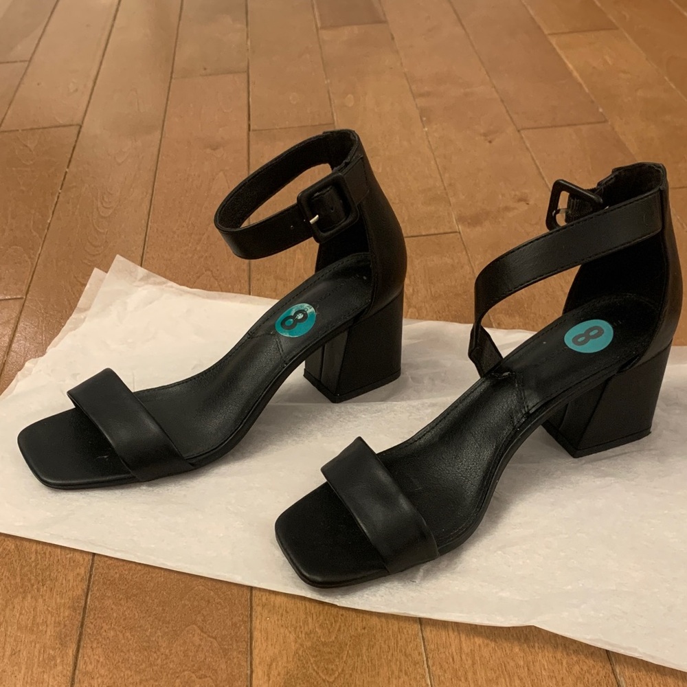 French Connection Black Block Heel Sandals